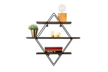 Gyllenlack Vägghylla 60x15 cm 3 Hyllor - Svart/Mörkbrun - Products - Förvaring - Småförvaring - Väggförvaring