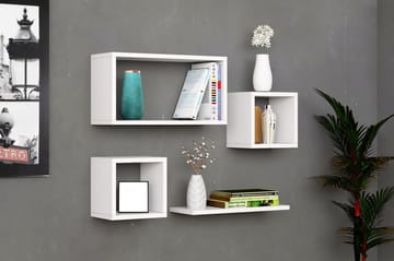 Havzan Vägghylla 44x15 cm 4 Hyllor - Vit - Products - Förvaring - Småförvaring - Väggförvaring