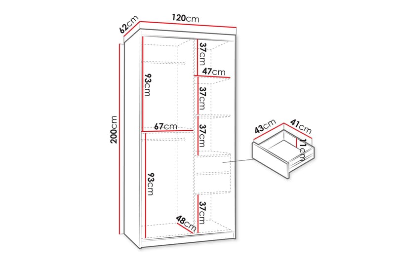Tallmo Garderob m. Spegel 120x200 cm - Products - Förvaring - Garderober & garderobssystem