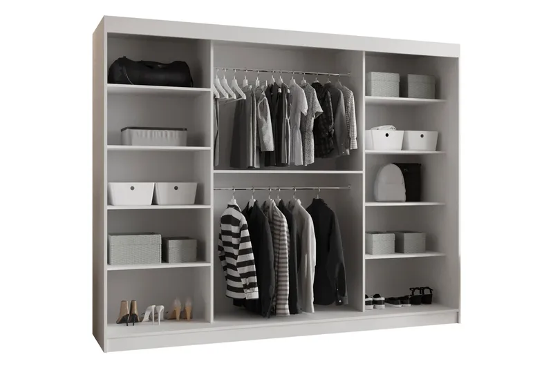 Tallmo Garderob m. Spegel 250x200 cm - Vit/Grå - Products - Förvaring - Garderober & garderobssystem
