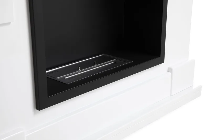 Route Braskamin Bioetanol Fristående MDF - Vit/Svart/Rostfritt Stål - Products - Inredning - Kaminer - Kamin utan skorsten - Etanolkamin