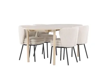 Andy Matgrupp 180 cm Oval med 4 Agnes stolar - Whitewash/Vit - Products - Möbler - Bord & matgrupp - Matgrupp