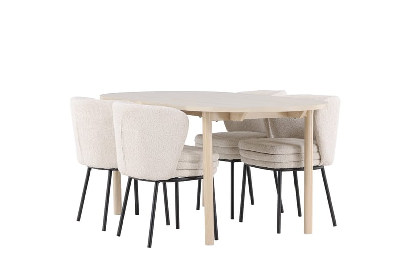 Andy Matgrupp 180 cm Oval med 4 Agnes stolar - Whitewash/Vit - Products - Möbler - Bord & matgrupp - Matgrupp
