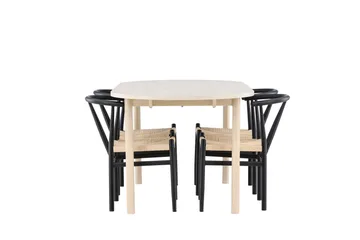 Andy Matgrupp 180 cm Oval med 4 Alfons stolar - Whitewash/Svart - Products - Möbler - Bord & matgrupp - Matgrupp