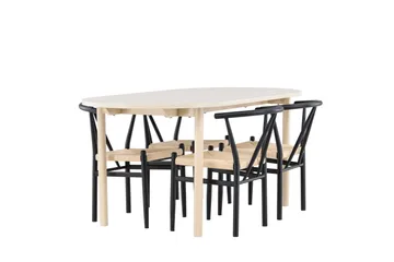 Andy Matgrupp 180 cm Oval med 4 Alfons stolar - Whitewash/Svart - Products - Möbler - Bord & matgrupp - Matgrupp