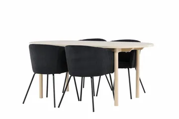 Andy Matgrupp 180 cm Oval med 4 Berit stolar - Whitewash/Svart - Products - Möbler - Bord & matgrupp - Matgrupp