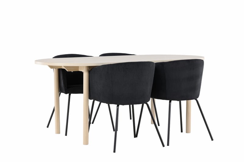 Andy Matgrupp 180 cm Oval med 4 Berit stolar - Whitewash/Svart - Products - Möbler - Bord & matgrupp - Matgrupp