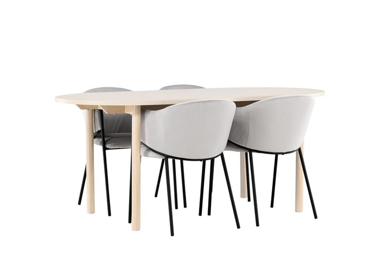 Andy Matgrupp 180 cm Oval med 4 Evelina stolar - Whitewash/Grå - Products - Möbler - Bord & matgrupp - Matgrupp