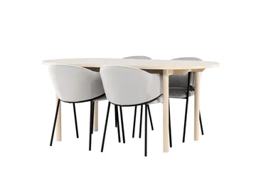 Andy Matgrupp 180 cm Oval med 4 Evelina stolar - Whitewash/Grå - Products - Möbler - Bord & matgrupp - Matgrupp