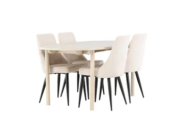 Andy Matgrupp 180 cm Oval med 4 Leone stolar - Whitewash/Beige - Products - Möbler - Bord & matgrupp - Matgrupp