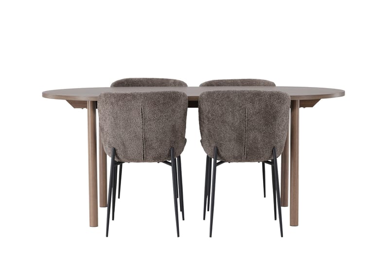 Andy Matgrupp 180 cm Oval med 4 Modesto stolar, Svart