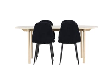 Andy Matgrupp 180 cm Oval med 4 Polar stolar - Whitewash/Svart - Products - Möbler - Bord & matgrupp - Matgrupp