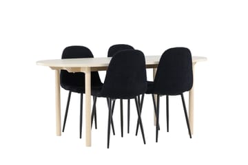 Andy Matgrupp 180 cm Oval med 4 Polar stolar - Whitewash/Svart - Products - Möbler - Bord & matgrupp - Matgrupp