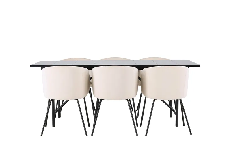 Astrid Matgrupp 200 cm Rektangulär med 6 Berit stolar, Beige