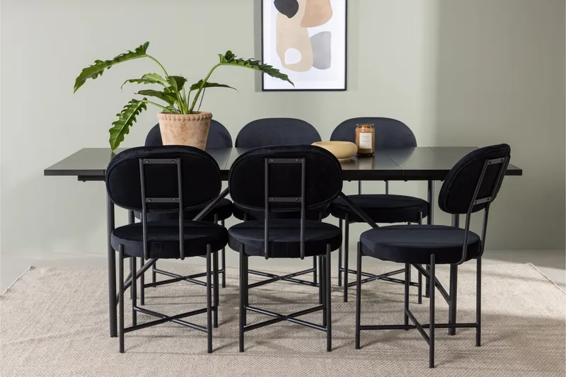 Astrid Matgrupp 200 cm Rektangulär med 6 Stella stolar - Svart - Products - Möbler - Bord & matgrupp - Matgrupp