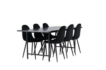 Astrid Matgrupp 200 cm Rektangulär med 6 Polar stolar - Svart - Products - Möbler - Bord & matgrupp - Matgrupp