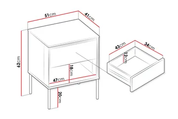 Basici Sängbord 51 cm - Brun - Products - Möbler - Bord & matgrupp - Avlastningsbord & sidobord - Sängbord & nattduksbord