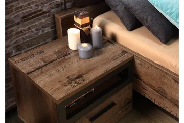 Cannop Sängbord 52 cm med Förvaring Låda + Hylla - Brun/Svart - Products - Möbler - Bord & matgrupp - Avlastningsbord & sidobord - Sängbord & nattduksbord