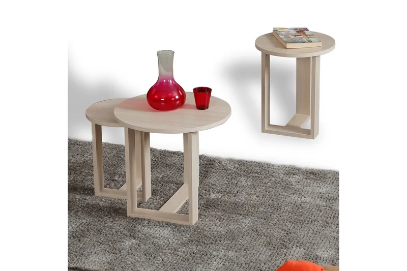 Falan Satsbord 52 cm Runt 3 Bord - Beige - Products - Möbler - Bord & matgrupp - Avlastningsbord & sidobord - Satsbord