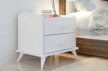 Hejde Sängbord 60 cm med Förvaring 2 Lådor - Vit - Products - Möbler - Bord & matgrupp - Avlastningsbord & sidobord - Sängbord & nattduksbord