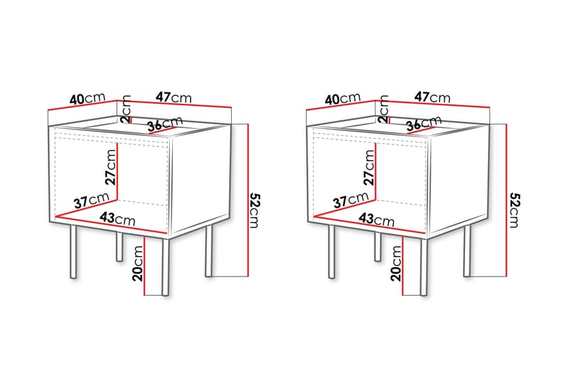 Munkedal Sängbord 47 cm - Kashmir - Products - Möbler - Bord & matgrupp - Avlastningsbord & sidobord - Sängbord & nattduksbord