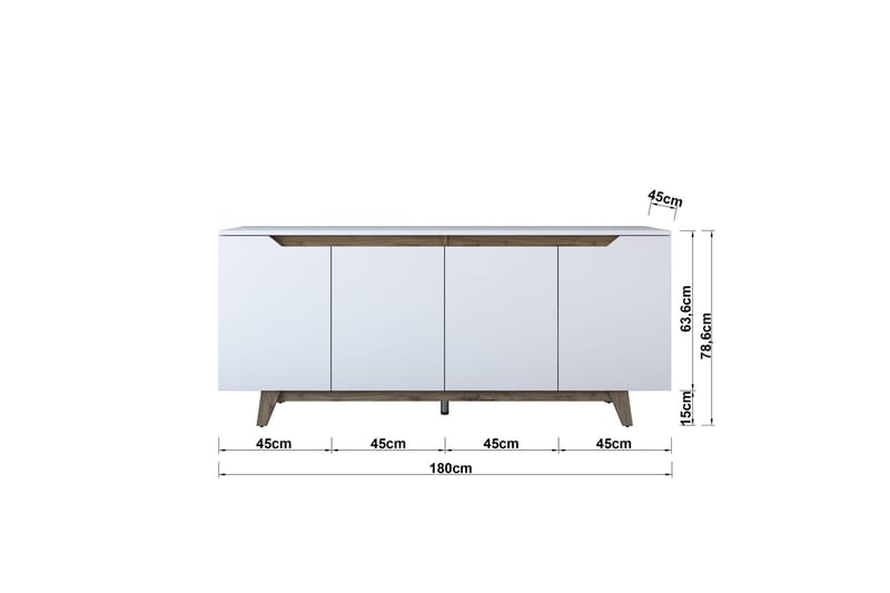 Porzic Konsollbord 180 cm - Vit/Mörkbrun - Products - Möbler - Bord & matgrupp - Avlastningsbord & sidobord - Konsolbord & hallbord