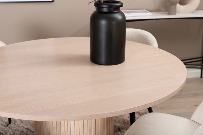 Bianca Matgrupp 110 cm Rund med 4 Velvet stolar - Beige - Products - Möbler - Bord & matgrupp - Matgrupp