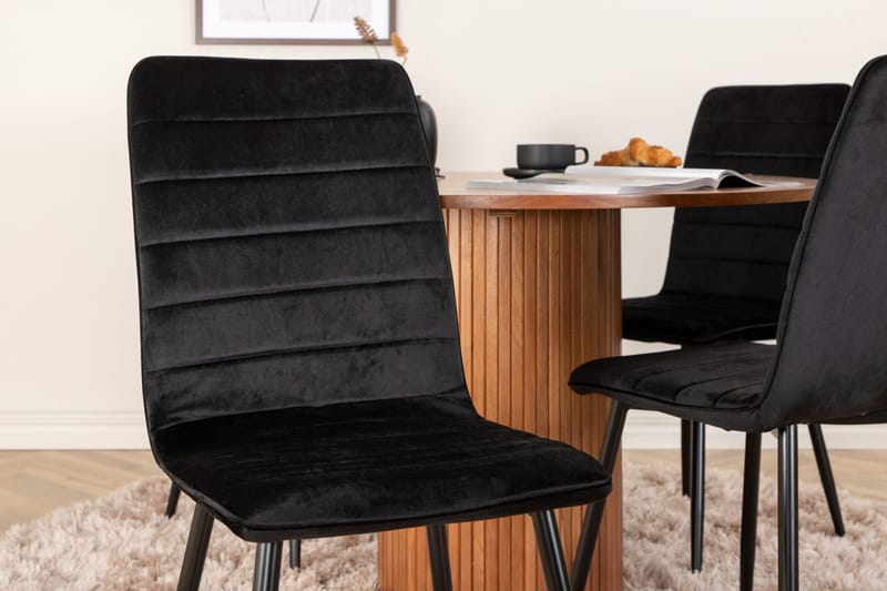 Bianca Matgrupp 110 cm Rund med 4 Windu Lyx stolar - Svart - Products - Möbler - Bord & matgrupp - Matgrupp