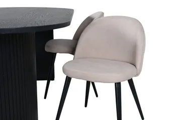 Bianca Matgrupp 200 cm Oval med 4 Velvet stolar - Beige - Products - Möbler - Bord & matgrupp - Matgrupp