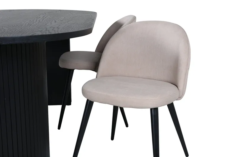 Bianca Matgrupp 200 cm Oval med 4 Velvet stolar - Beige - Products - Möbler - Bord & matgrupp - Matgrupp