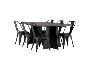 Bootcut Matbord 230x115 cm med 4 Tempe Stolar - Svart - Products - Möbler - Bord & matgrupp - Matbord & köksbord