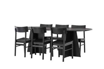 Bootcut Matgrupp + 6 stolar - Svart - Products - Möbler - Bord & matgrupp - Matgrupp
