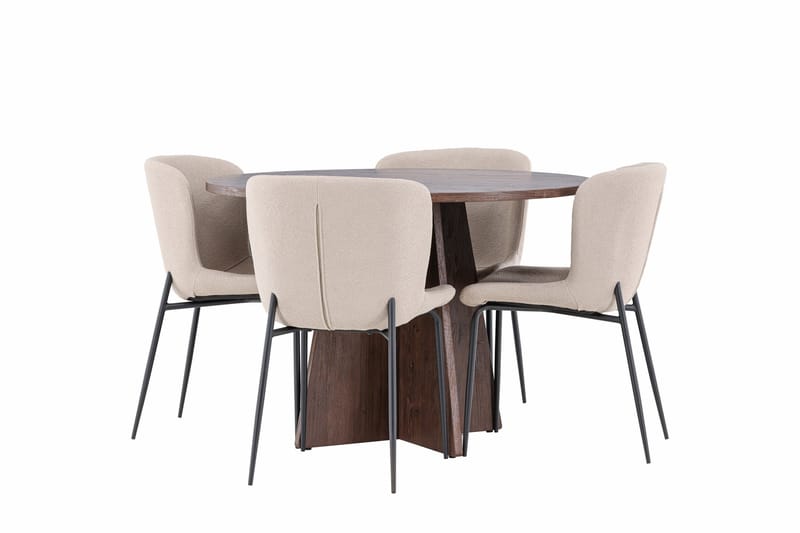 Bootcut Matgrupp 110 cm Rund med 4 Modesto stolar - Mocca/Beige - Products - Möbler - Bord & matgrupp - Matgrupp