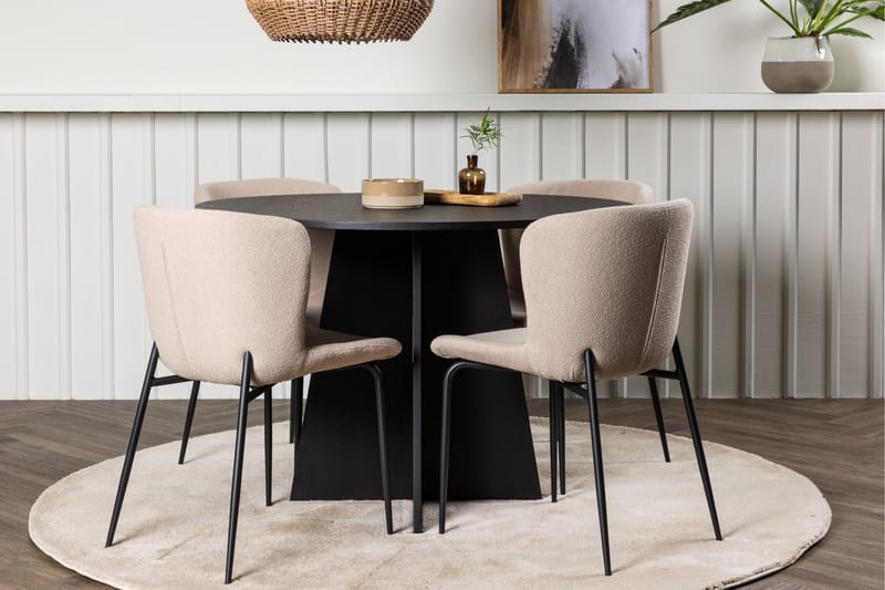 Bootcut Matgrupp 110 cm Rund med 4 Modesto stolar - Svart - Products - Möbler - Bord & matgrupp - Matgrupp