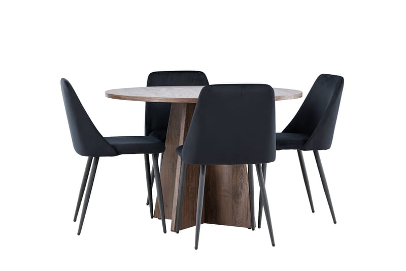 Bootcut Matgrupp 110 cm Rund med 4 Night stolar - Mocca/Svart - Products - Möbler - Bord & matgrupp - Matgrupp