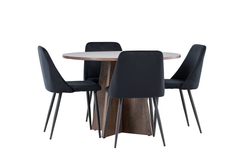 Bootcut Matgrupp 110 cm Rund med 4 Night stolar - Mocca/Svart - Products - Möbler - Bord & matgrupp - Matgrupp