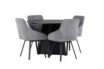 Bootcut Matgrupp 110 cm Rund med 4 Rosie stolar - Svart - Products - Möbler - Bord & matgrupp - Matgrupp