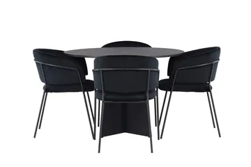 Bootcut Matgrupp 110 cm Rund med 4 Selma Stolar - Svart - Products - Möbler - Bord & matgrupp - Matgrupp