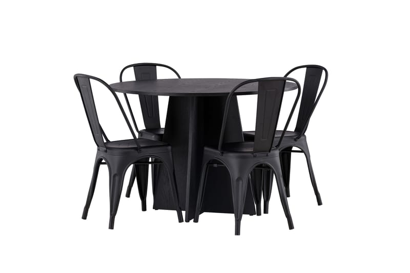 Bootcut Matgrupp 110 cm Rund med 4 Tempe Stolar - Svart - Products - Möbler - Bord & matgrupp - Matgrupp