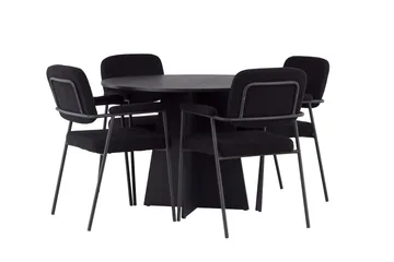 Bootcut Matgrupp 110 cm Rund med 4 Yesterday stolar - Svart - Products - Möbler - Bord & matgrupp - Matgrupp