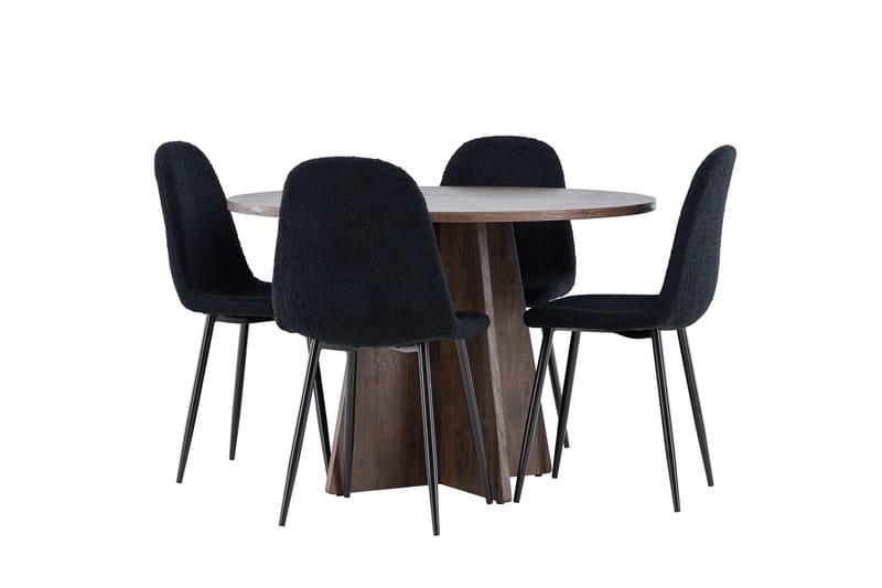 Bootcut Matgrupp 110 cm Rund med 4 Polar stolar - Mocca/Svart - Products - Möbler - Bord & matgrupp - Matgrupp