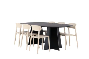 Bootcut Matgrupp 230 cm Oval med 6 Åstol stolar - Svart - Products - Möbler - Bord & matgrupp - Matgrupp