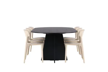 Bootcut Matgrupp 230 cm Oval med 6 Åstol stolar - Svart - Products - Möbler - Bord & matgrupp - Matgrupp