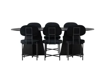Bootcut Matgrupp 230 cm Oval med 6 Stella stolar - Svart - Products - Möbler - Bord & matgrupp - Matgrupp