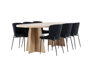 Bootcut Matgrupp 230 cm Rektangulär med 6 Modesto stolar - Whitewash/Svart - Products - Möbler - Bord & matgrupp - Matgrupp