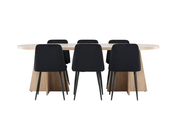 Bootcut Matgrupp 230 cm Rektangulär med 6 Night stolar - Whitewash/Svart - Products - Möbler - Bord & matgrupp - Matgrupp