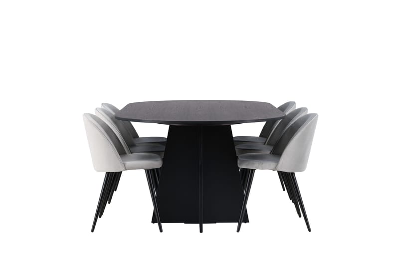 Bootcut Matgrupp 230 cm Rektangulär med 6 Velvet stolar - Svart - Products - Möbler - Bord & matgrupp - Matgrupp