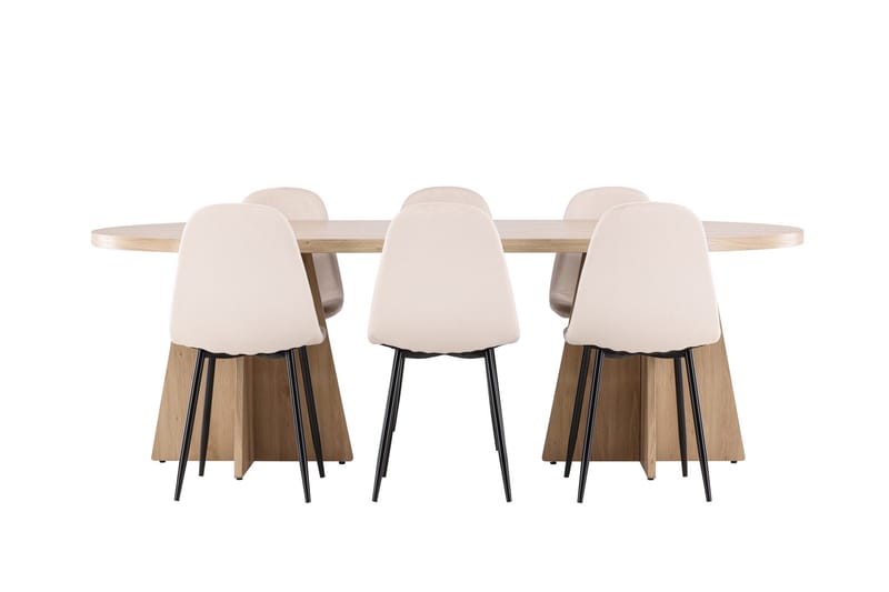 Bootcut Matgrupp 230 cm Rektangulär med 6 Polar stolar - Whitewash/Beige - Products - Möbler - Bord & matgrupp - Matgrupp