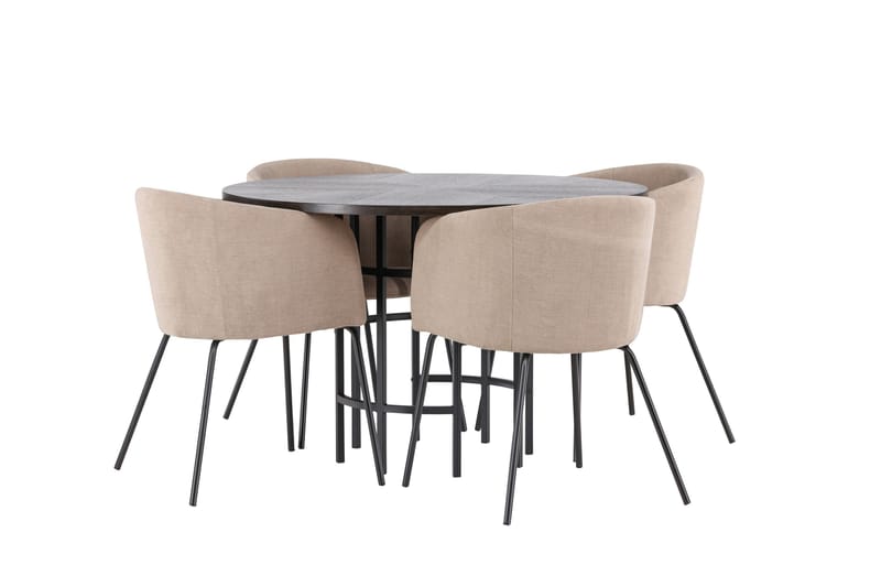 Copenhagen Matgrupp 115 cm Rund med 4 Berit stolar - Beige - Products - Möbler - Bord & matgrupp - Matgrupp