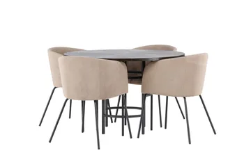 Copenhagen Matgrupp 115 cm Rund med 4 Berit stolar - Beige - Products - Möbler - Bord & matgrupp - Matgrupp